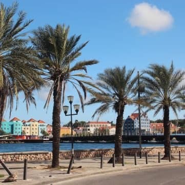 Gekleurde gevels van Willemstad met palmbomen